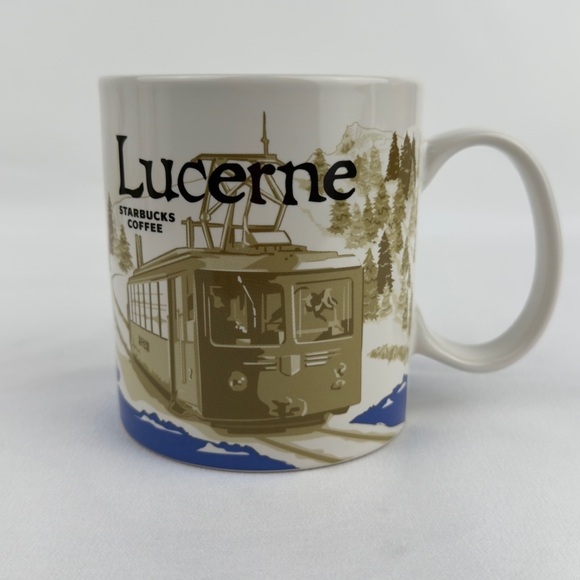 Starbucks Other - Starbucks Luzern Switzerland City Mug 16oz Blue Interior Cable Car Tram 2016